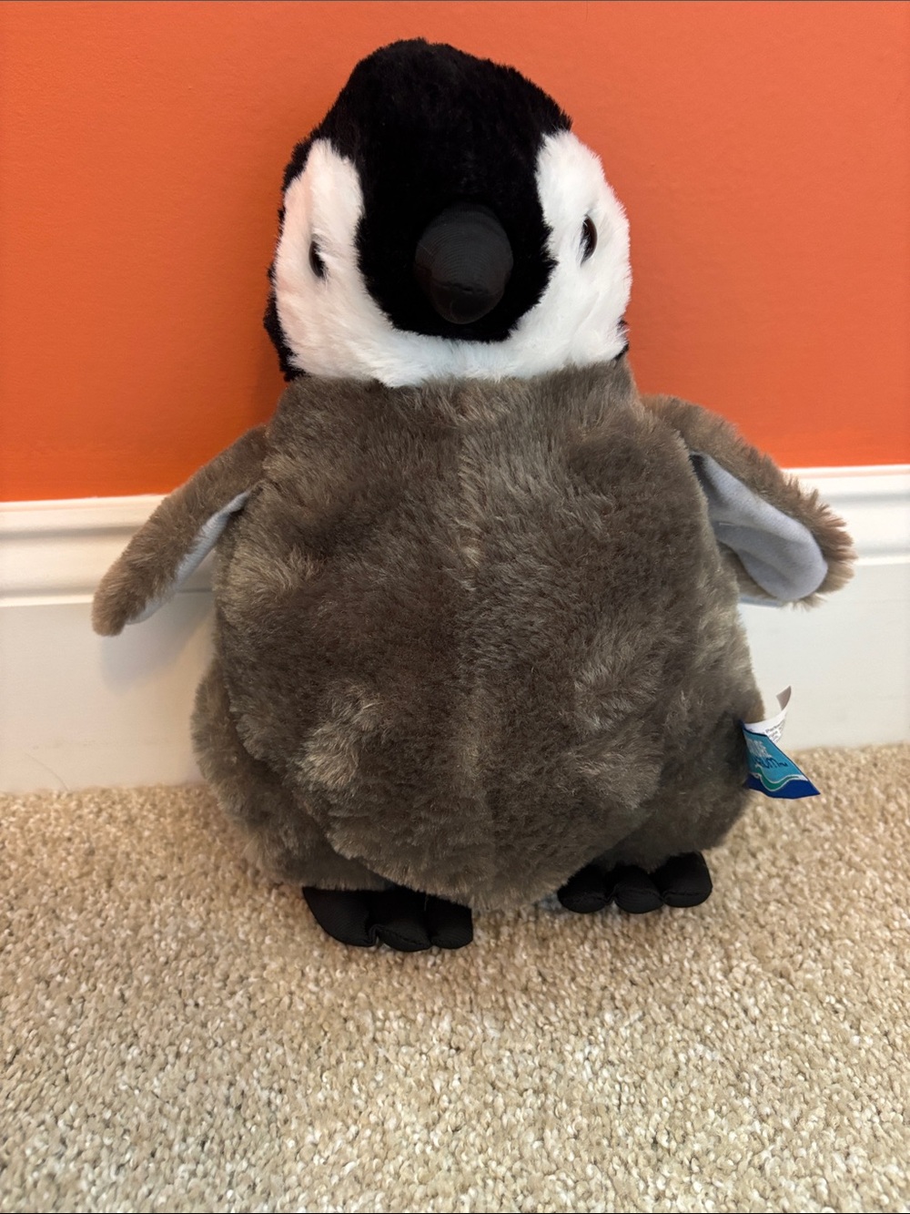 Plush Penguin Chick Soft Toy - Gray/Black/White